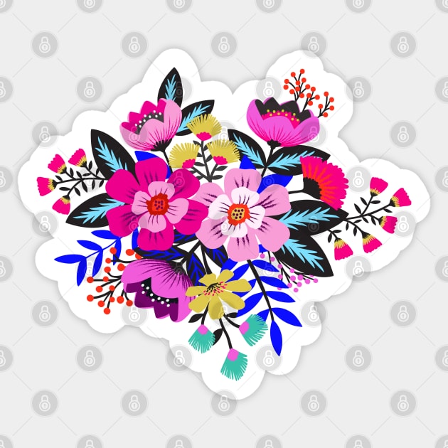 Colorful boho flower bouquet Sticker by Jennifer Ladd